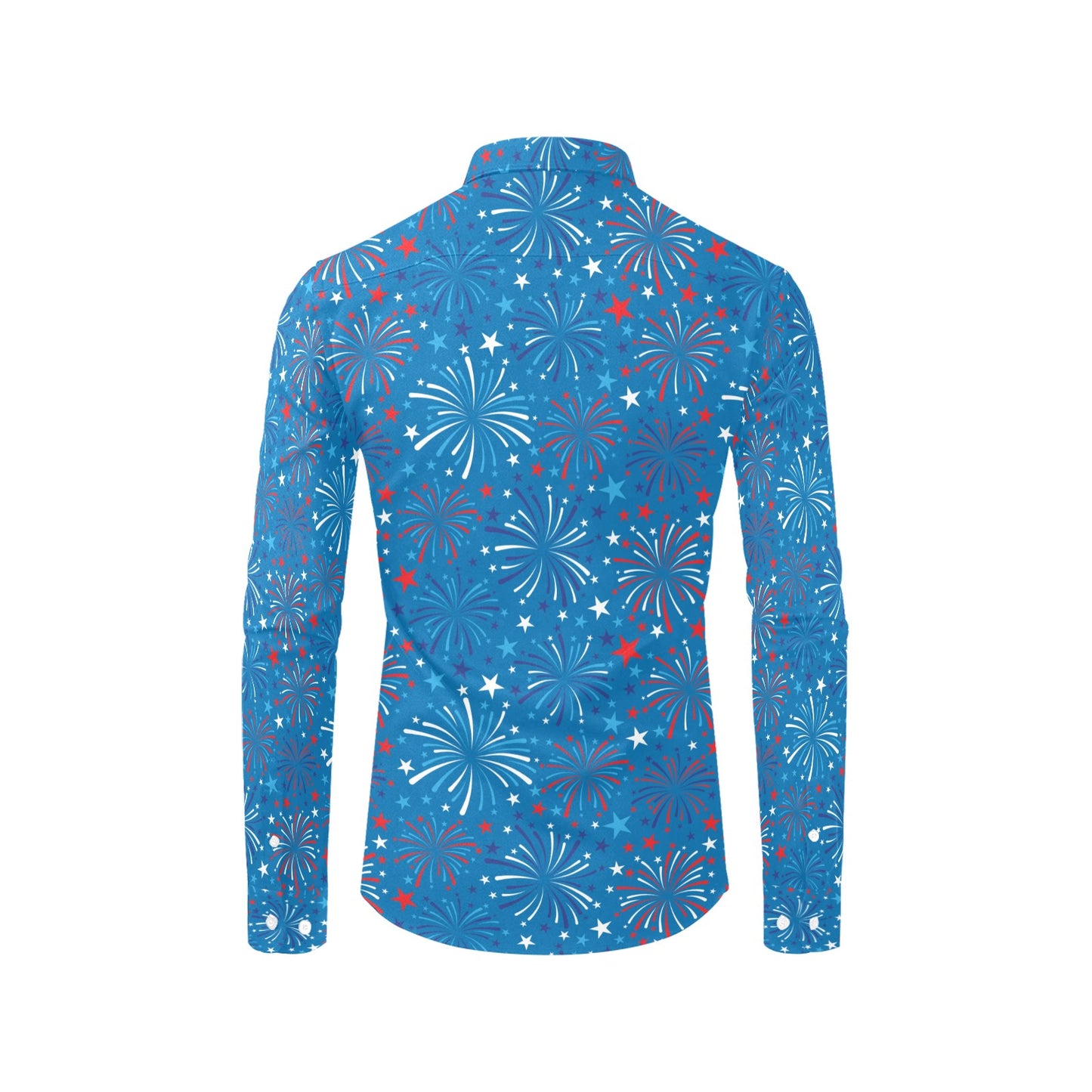 Firework Celebration Print Design LKS304 Men's Long Sleeve Dress Shirt