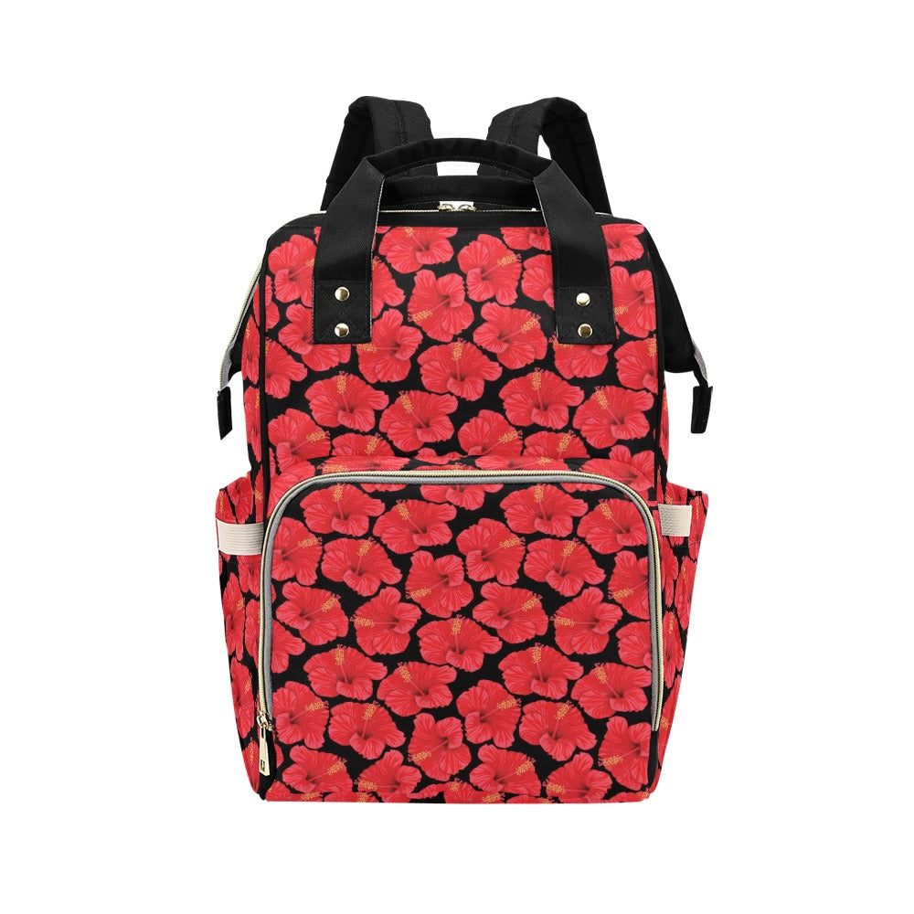 Hibiscus Red Pattern Print Design LKS306 Diaper Bag Backpack