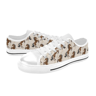 Horse Print Design LKS308 Women's White Low Top Shoes