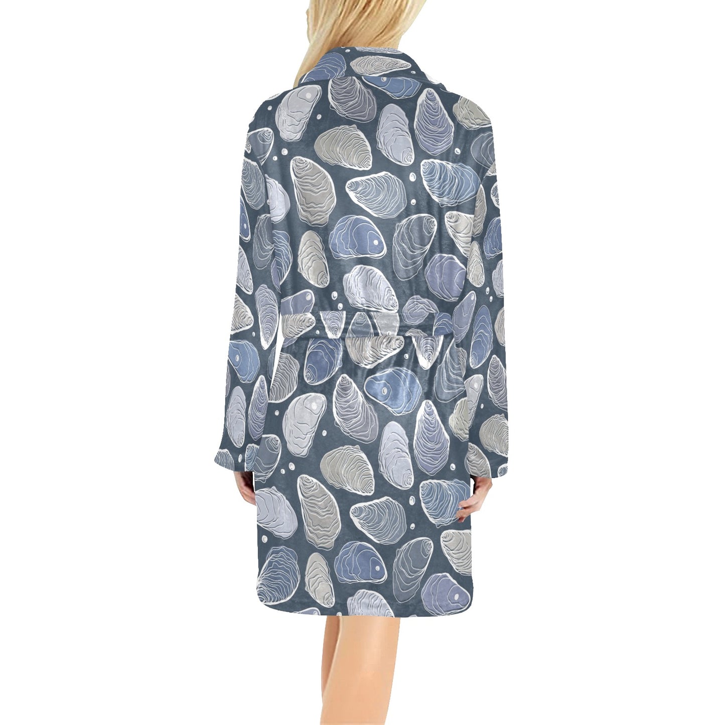 Oyster Pattern Print Design 02 Women's Fleece Robe