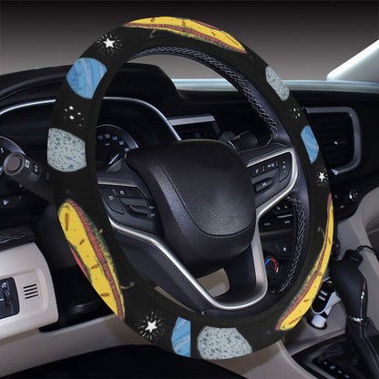UFO Alien Print Design LKS306 Steering Wheel Cover with Elastic Edge