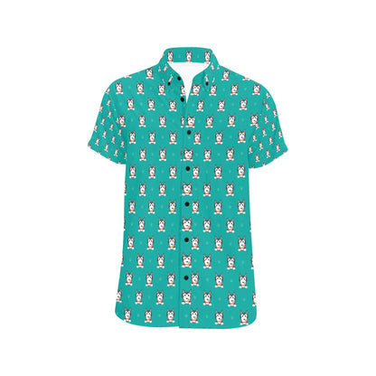 Siberian Huskies Print Design LKS304 Men Short Sleeve Button Up Shirt