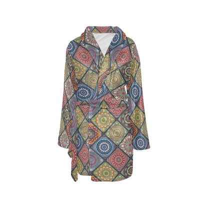Bohemian Pattern Print Design 05 Women's Fleece Robe