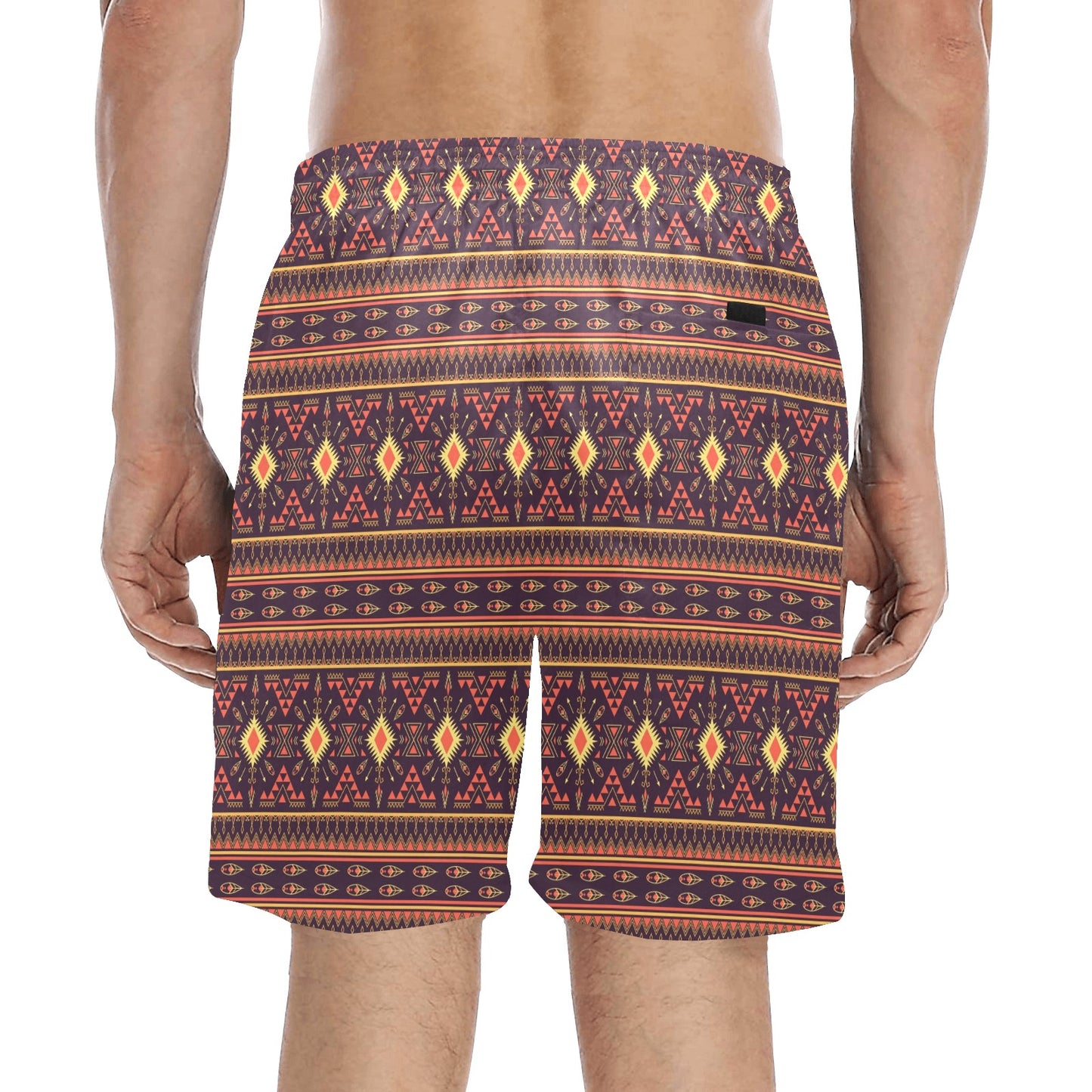 Southwest Ethnic Design Themed Print Men's Swim Trunks Beach Shorts