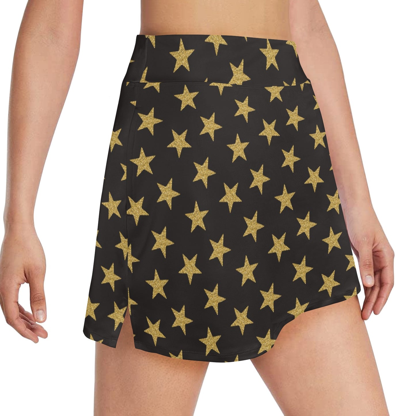 Star Gold Print Design LKS302 17" Golf & Pickleball Skort with Pockets