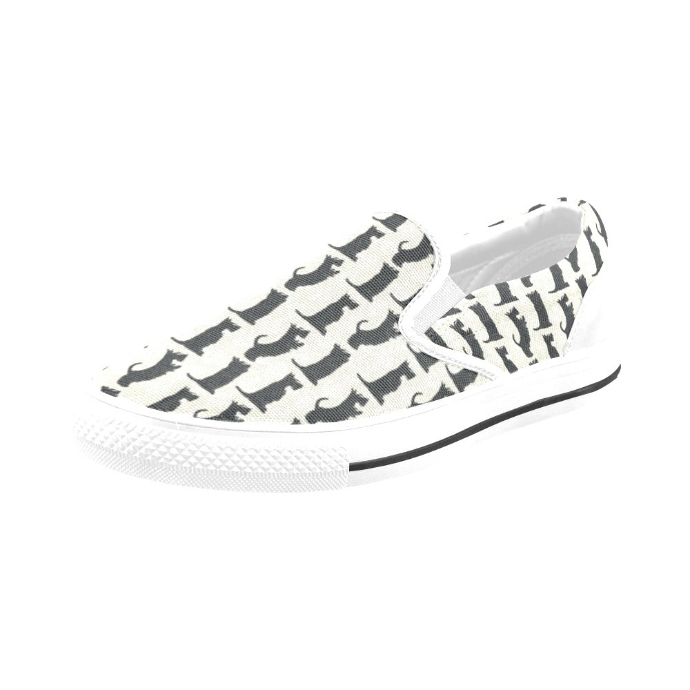 Scottish Terriers Print Design LKS309 White Slip Ons Canvas Women's Shoes