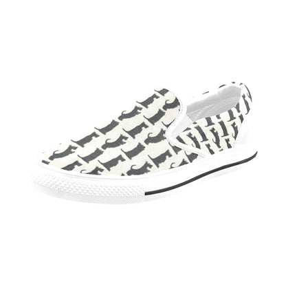 Scottish Terriers Print Design LKS309 White Slip Ons Canvas Women's Shoes