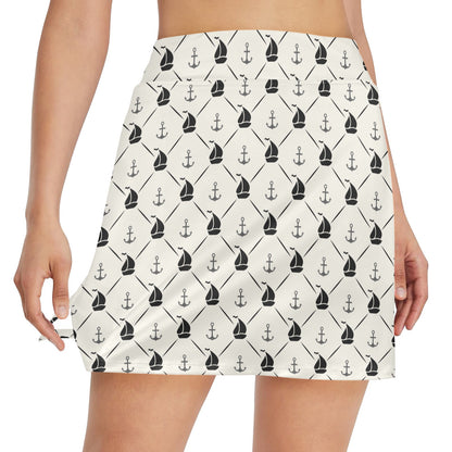 Sailboat Print Design LKS302 17" Golf & Pickleball Skort with Pockets