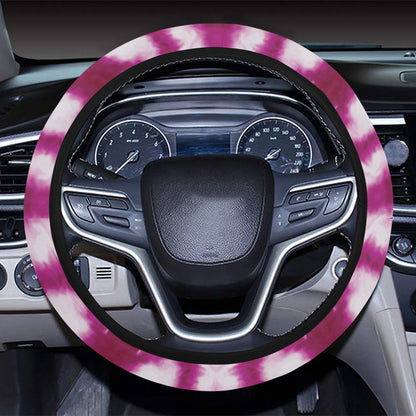 Tie Dye Dark Pink Print Design LKS303 Steering Wheel Cover with Elastic Edge