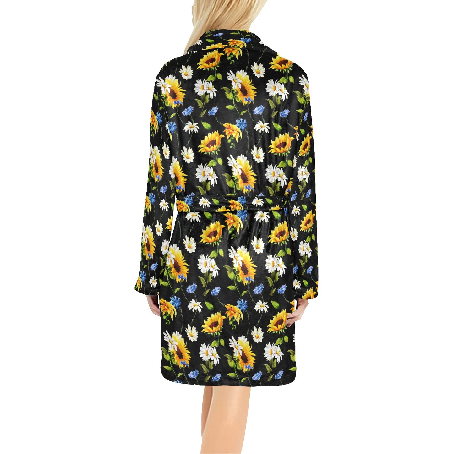 Sunflower Chamomile Bright Color Print Women's Fleece Robe