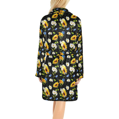 Sunflower Chamomile Bright Color Print Women's Fleece Robe