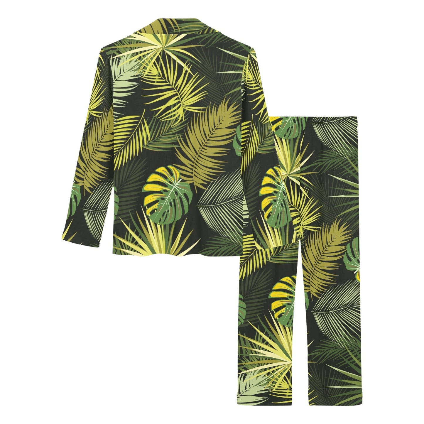 Palm Leaf Pattern Print Design A05 Women's Long Pajama Set