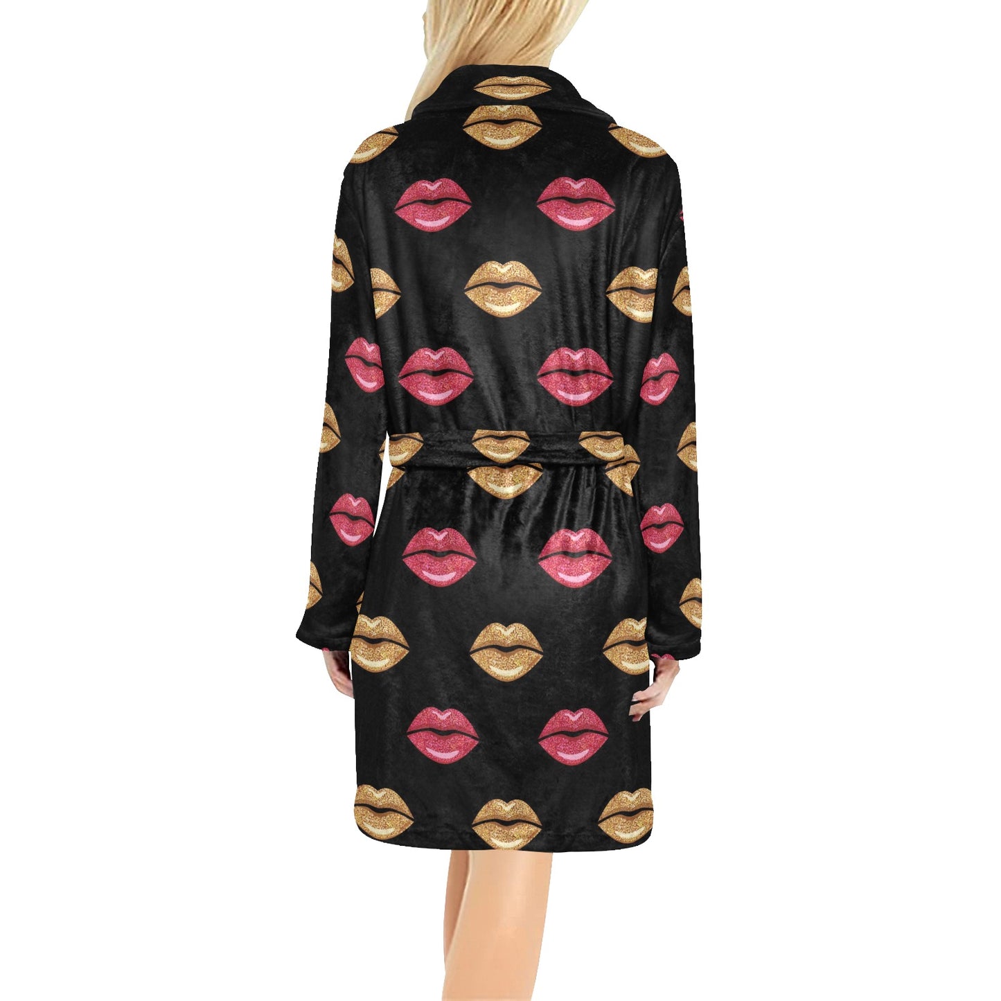 Lip Pattern Print Design 03 Women's Fleece Robe