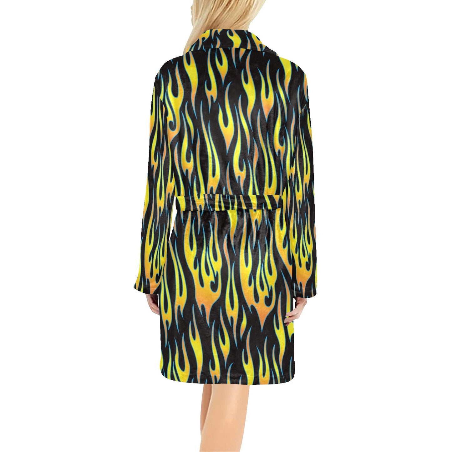 Flame Fire Yellow Pattern Women's Fleece Robe