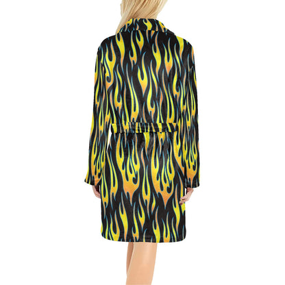 Flame Fire Yellow Pattern Women's Fleece Robe