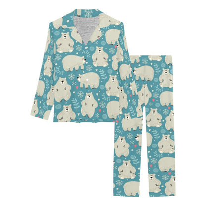 Bear Pattern Print Design BE04 Women's Long Pajama Set