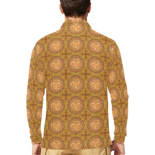 Celtic Pattern Print Design 01 Long Sleeve Polo Shirt For Men's