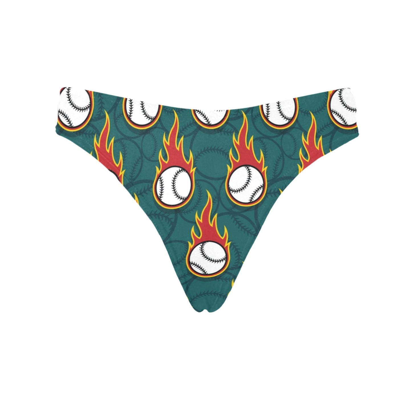 Baseball Fire Print Pattern Women's Thongs