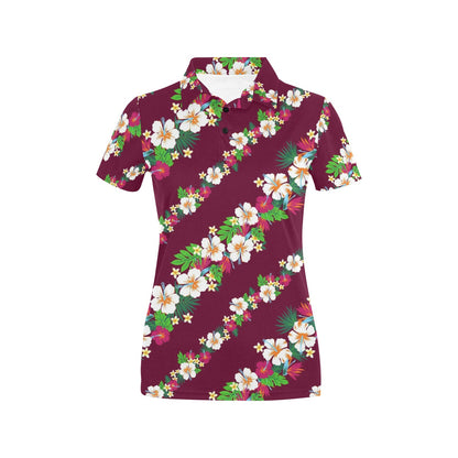Hawaiian Themed Pattern Print Design H06 Women's Polo Shirt