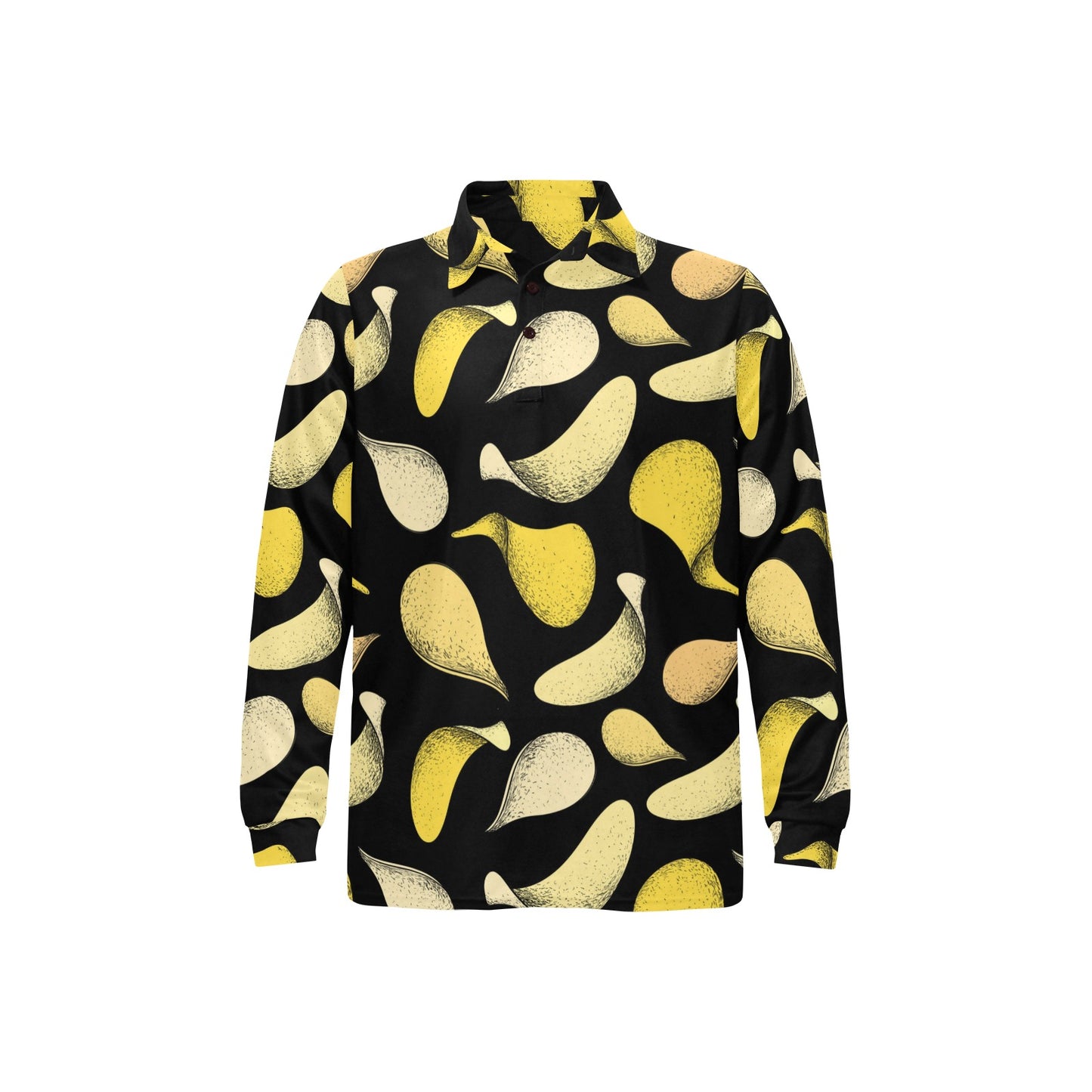 Potato Pattern Print Design A02 Long Sleeve Polo Shirt For Men's