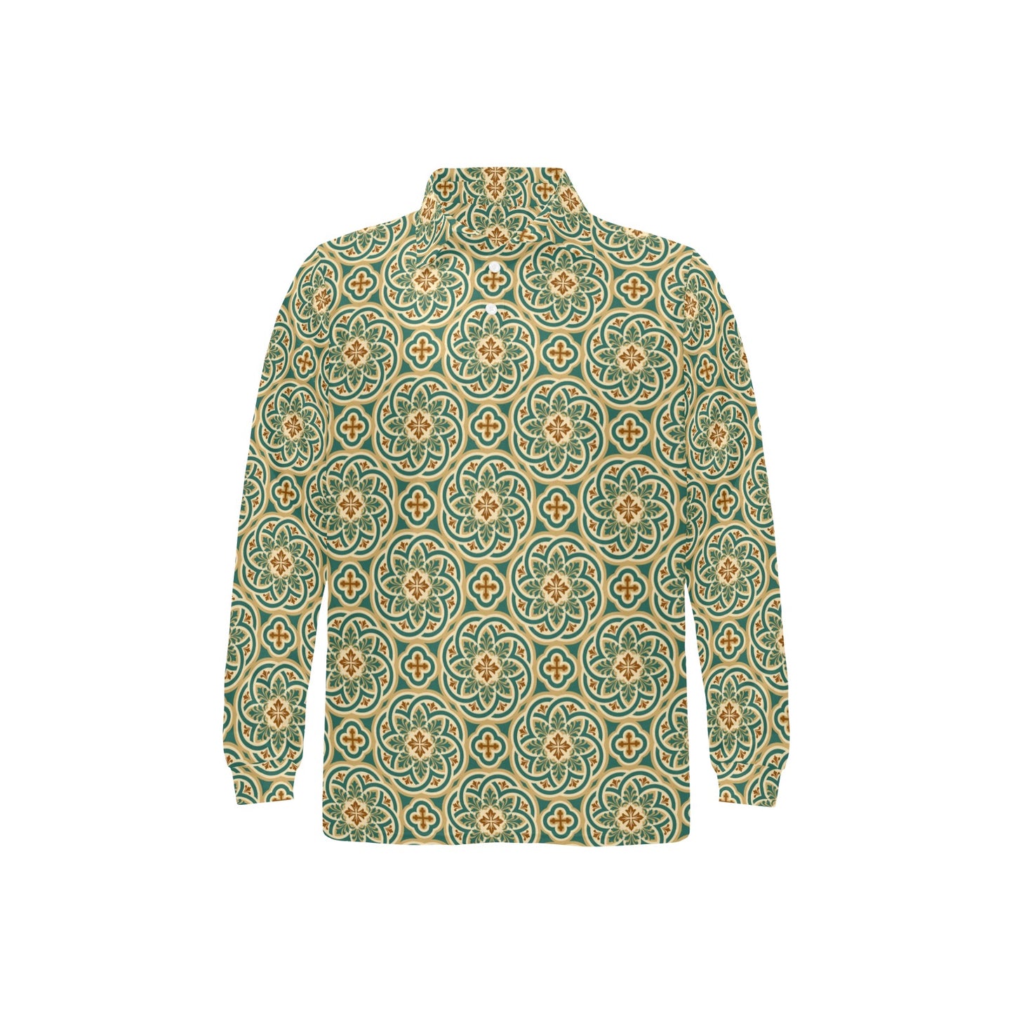 Cross Pattern Print Design 01 Long Sleeve Polo Shirt For Men's