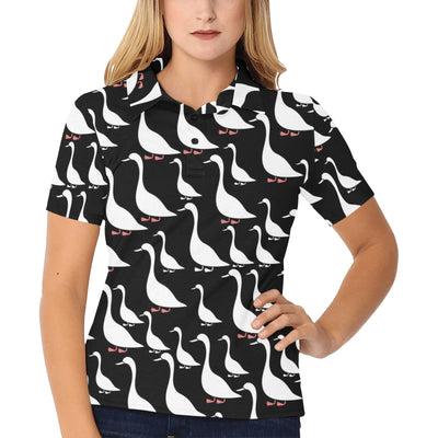 Goose Pattern Print Design 01 Women's Polo Shirt