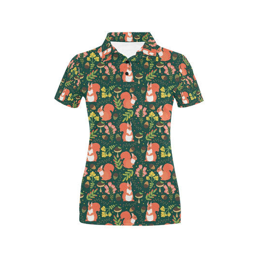 Squirrel Print Design LKS302 Women's Polo Shirt