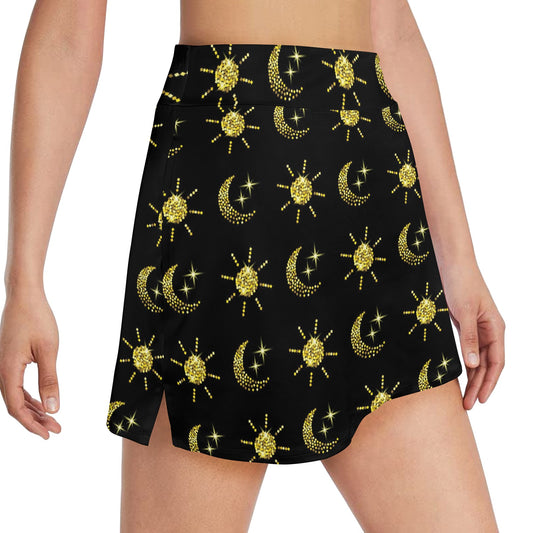 Sun Moon Print Design LKS304 17" Golf & Pickleball Skort with Pockets