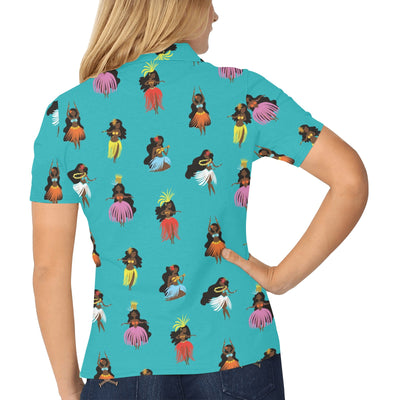 Hula Dancers Pattern Print Design 04 Women's Polo Shirt