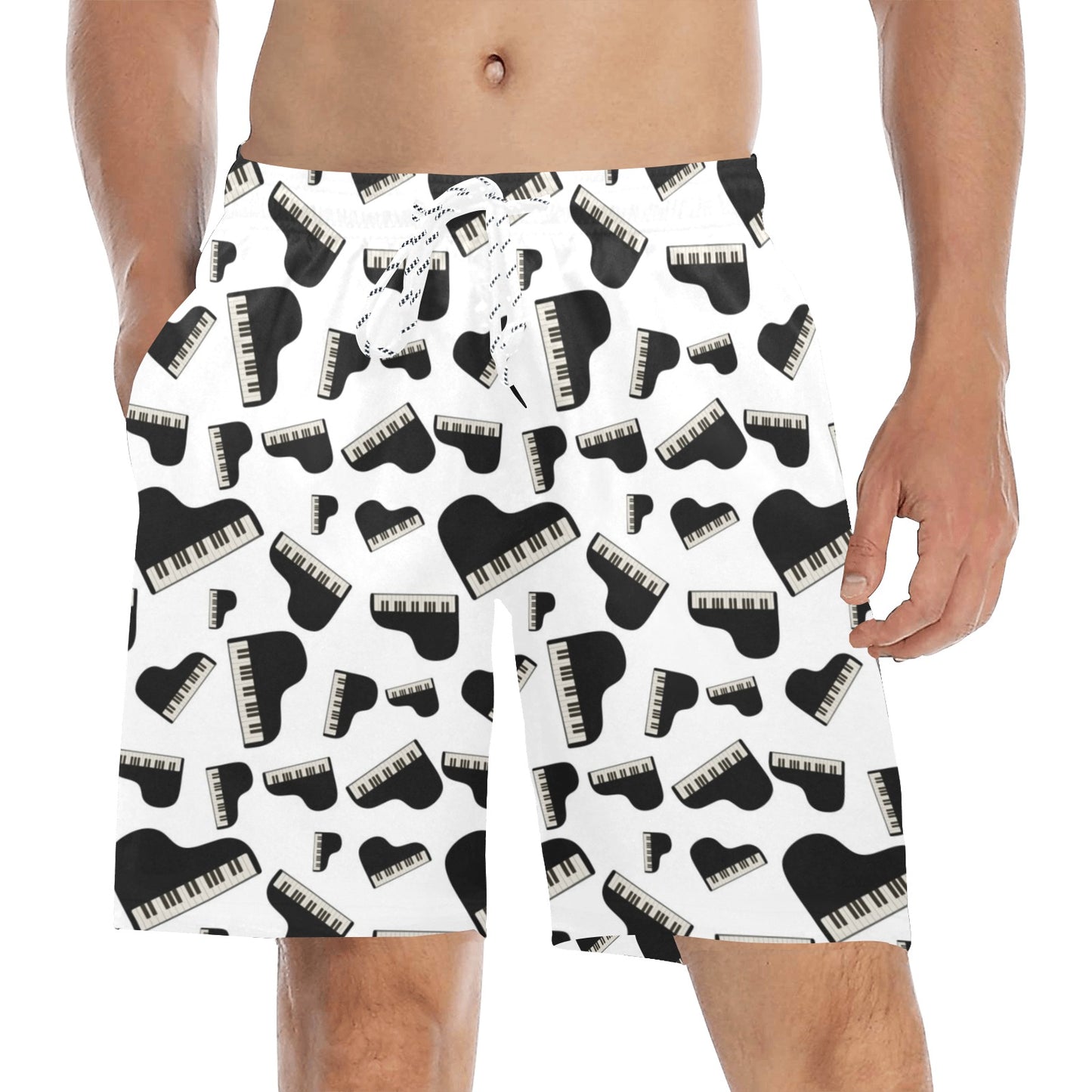 Piano Print Design LKS405 Men's Swim Trunks Beach Shorts