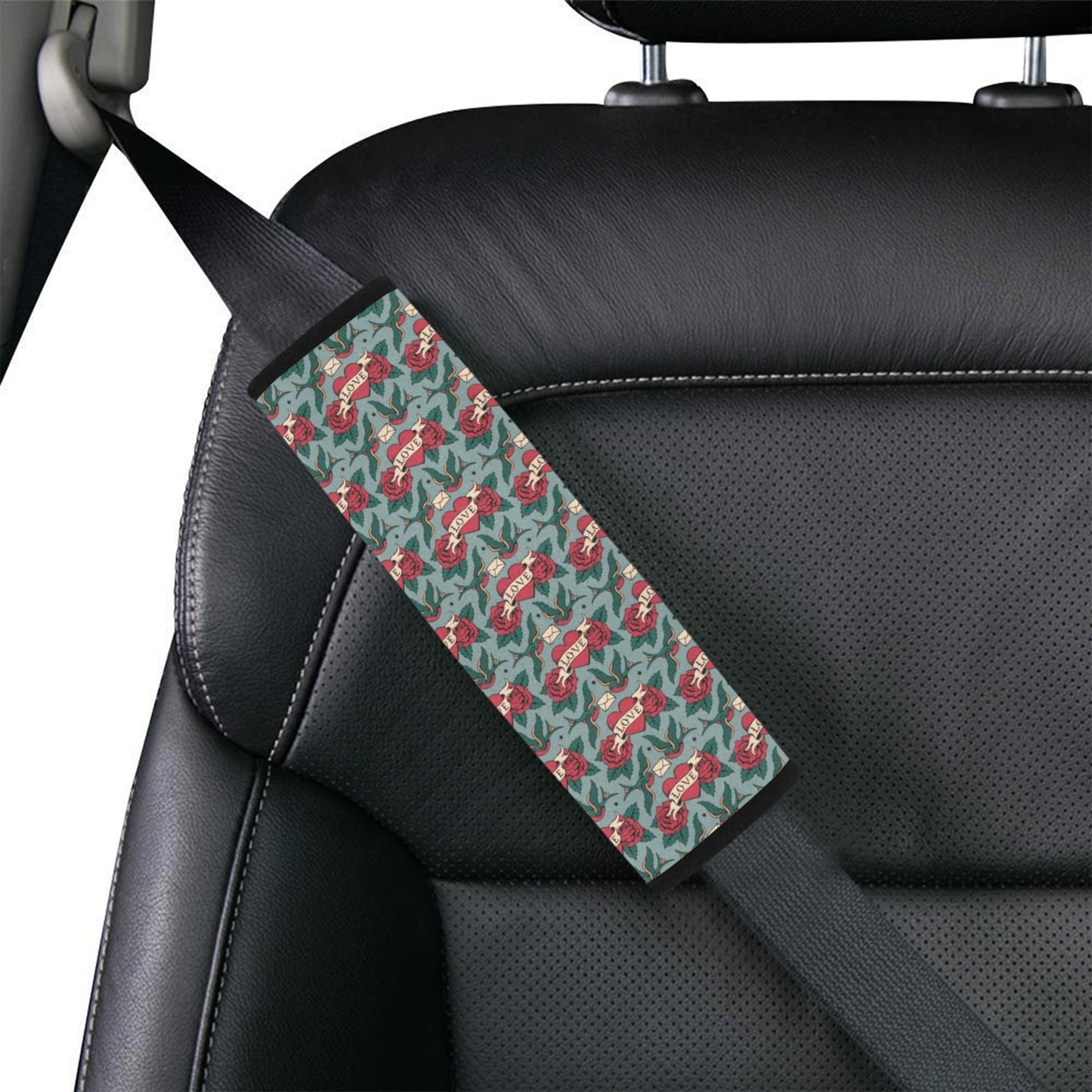 Tattoo Heart Print Design LKS301 Car Seat Belt Cover