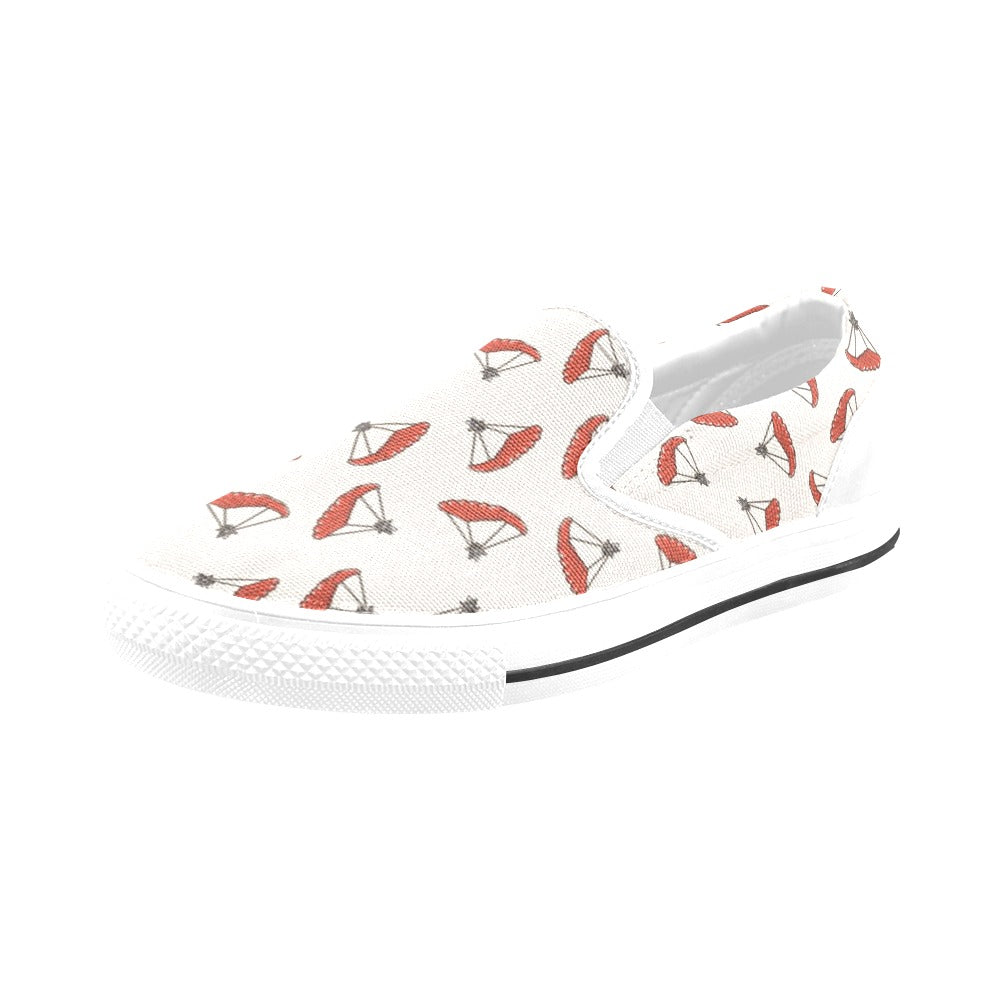 Skydiver Print Design LKS302 White Slip Ons Canvas Women's Shoes