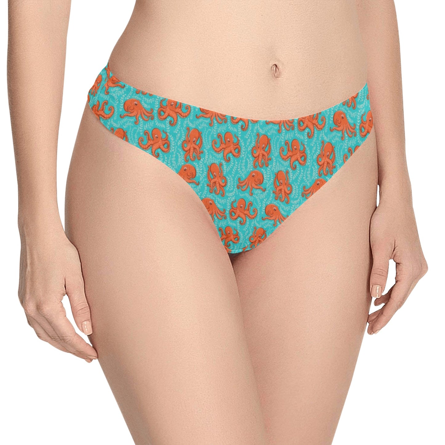Octopus Cartoon Design Print Themed Women's Thongs