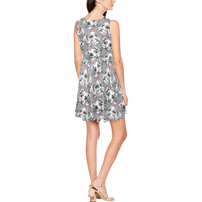 Maltese Pattern Print Design 01 Sleeveless Dress