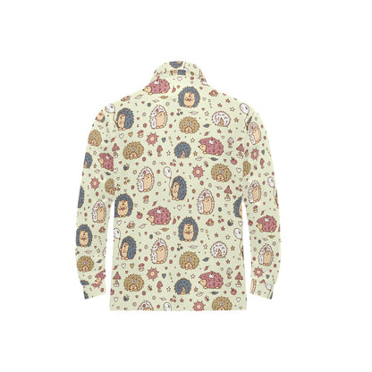 Hedgehog Cute Pattern Print Design 01 Long Sleeve Polo Shirt For Men's