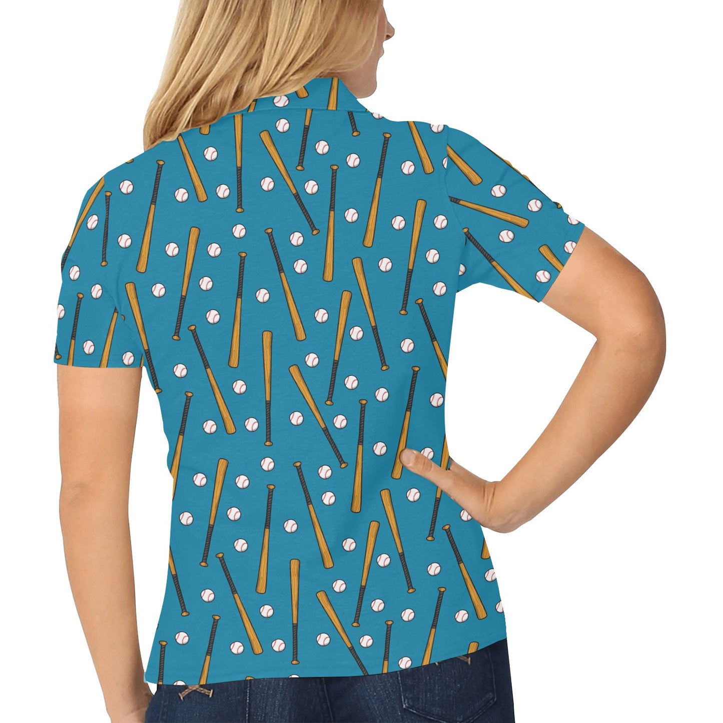 Baseball Pattern Print Design 01 Women's Polo Shirt