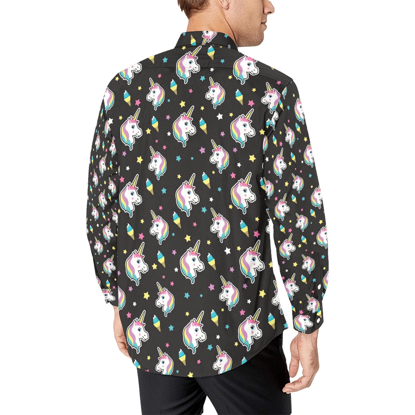 Unicorn Print Design LKS302 Men's Long Sleeve Dress Shirt