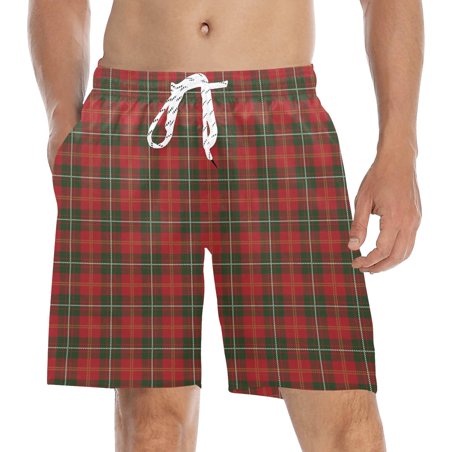 Holiday Tartan Plaid Pattern Men's Swim Trunks Beach Shorts