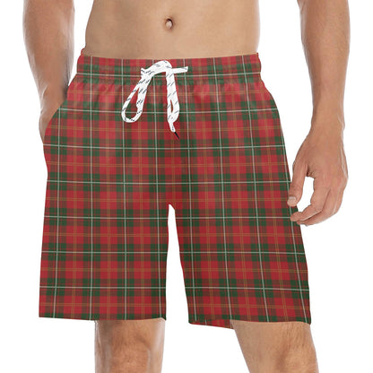 Holiday Tartan Plaid Pattern Men's Swim Trunks Beach Shorts
