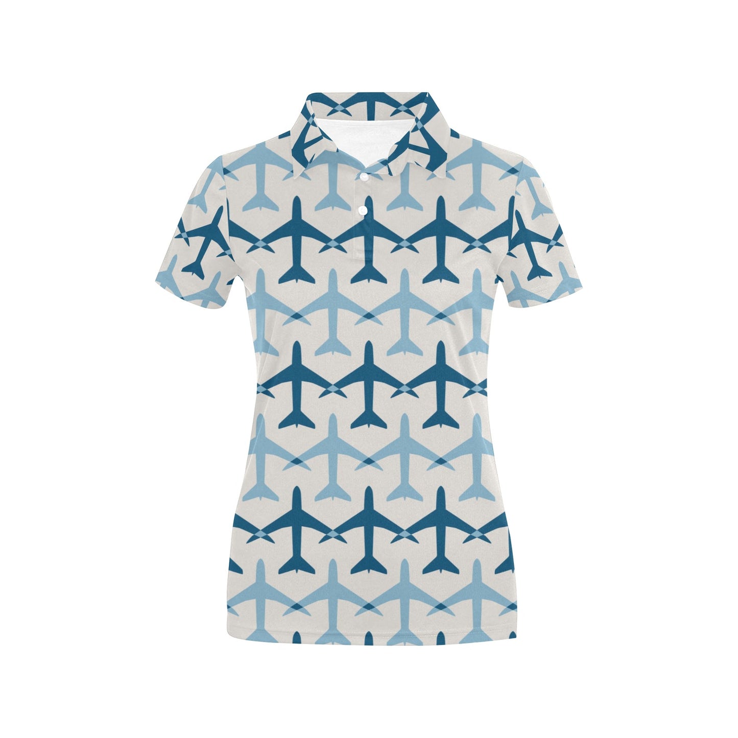 Airplane Pattern Print Design 04 Women's Polo Shirt