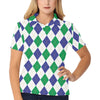 Argyle Green Blue Pattern Print Design 03 Women's Polo Shirt