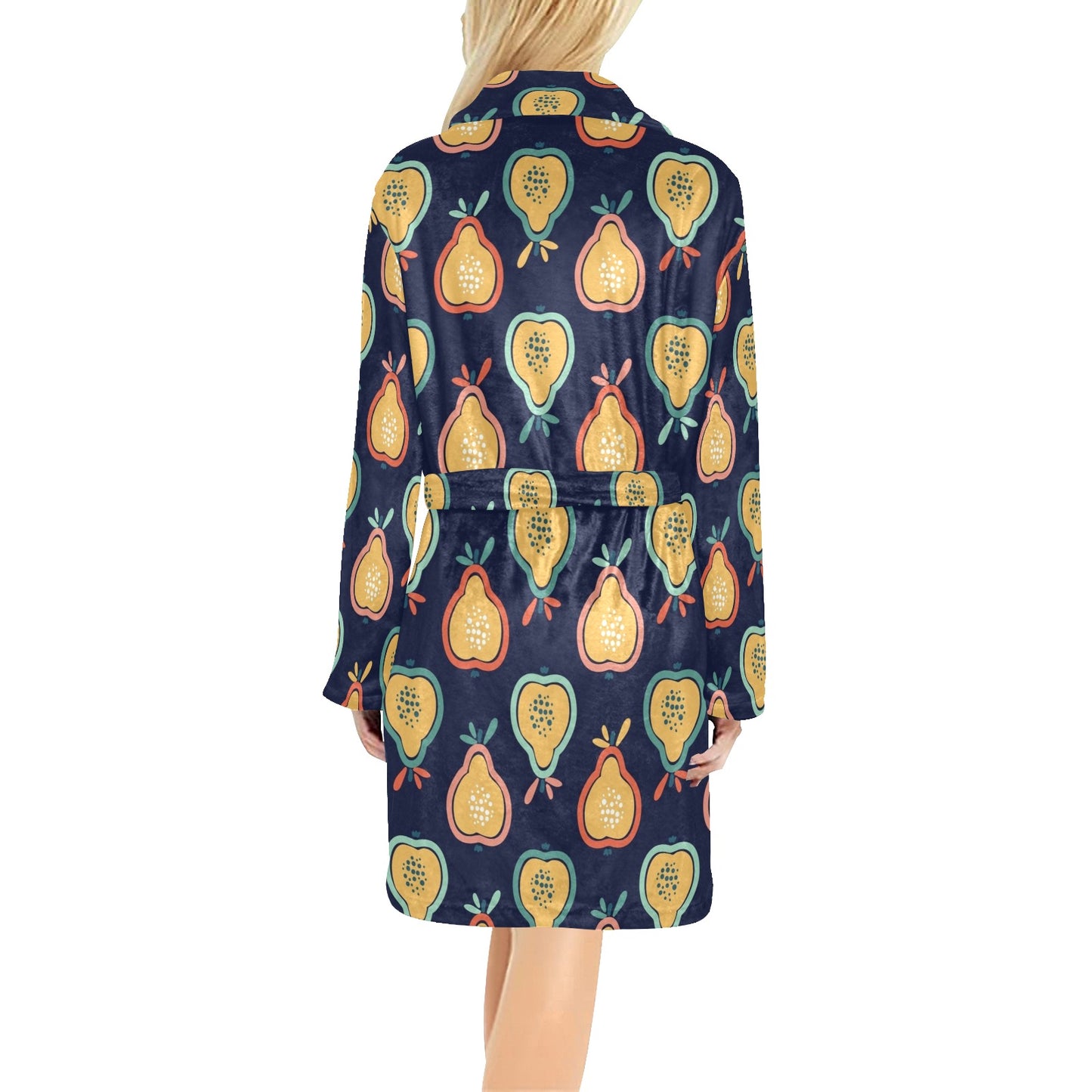 Pear Pattern Print Design PE03 Women's Fleece Robe