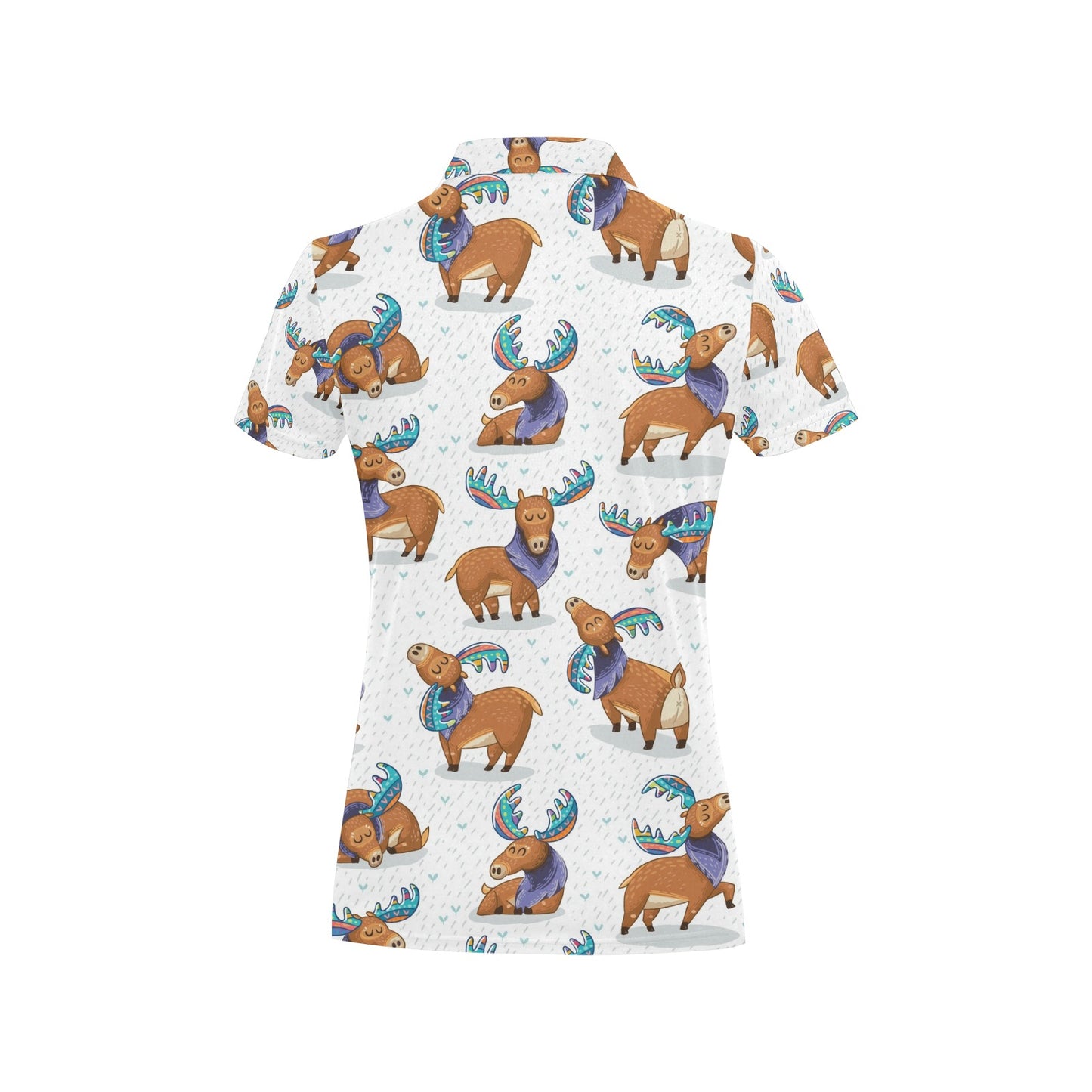 Moose Cute Pattern Print Design 01 Women's Polo Shirt