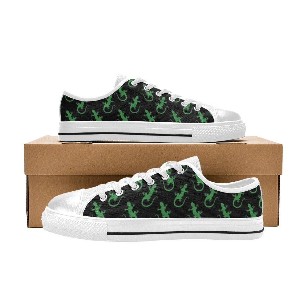 lizard Print Design LKS401 Women's White Low Top Shoes