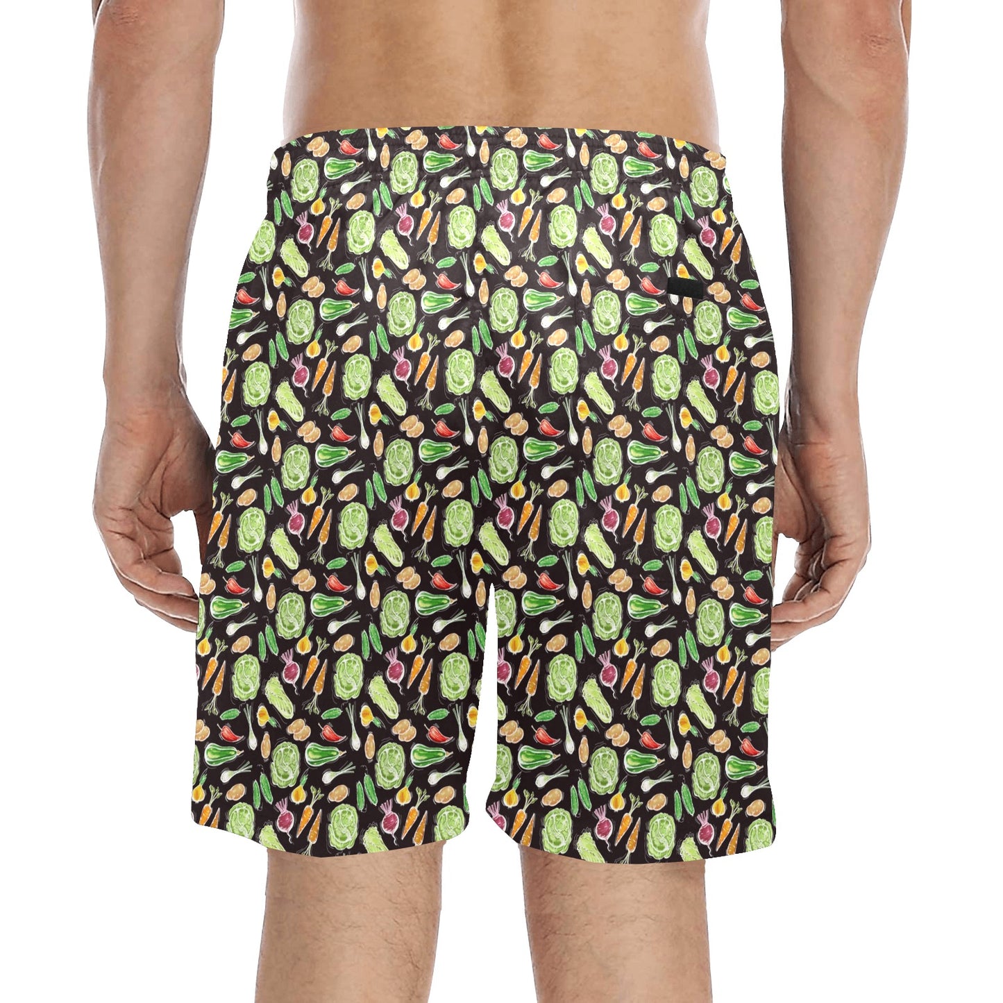 Vegan Draw Themed Design Print Men's Swim Trunks Beach Shorts