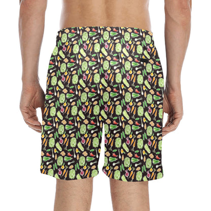 Vegan Draw Themed Design Print Men's Swim Trunks Beach Shorts