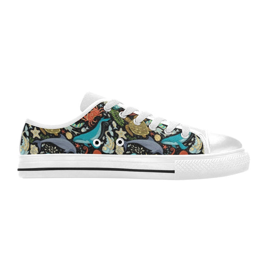 Underwater Animal Print Design LKS301 Women's White Low Top Shoes