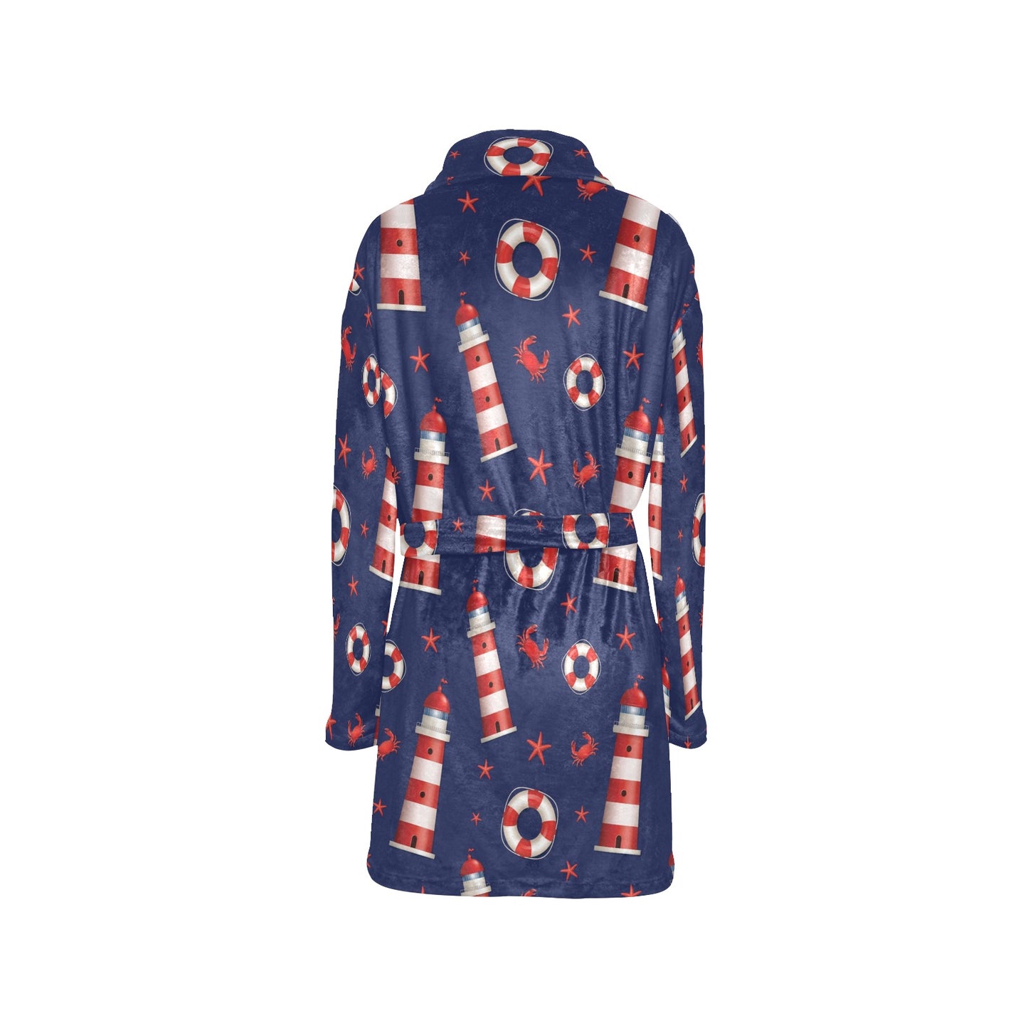 Nautical Pattern Print Design A03 Women's Fleece Robe