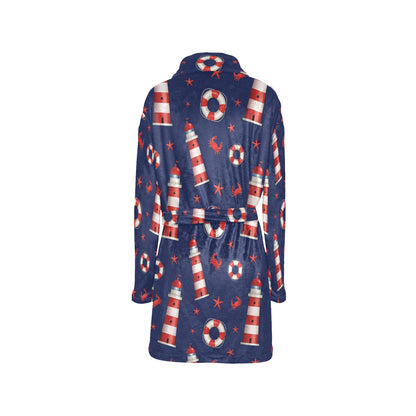 Nautical Pattern Print Design A03 Women's Fleece Robe
