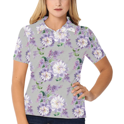 Lilac Pattern Print Design LI07 Women's Polo Shirt